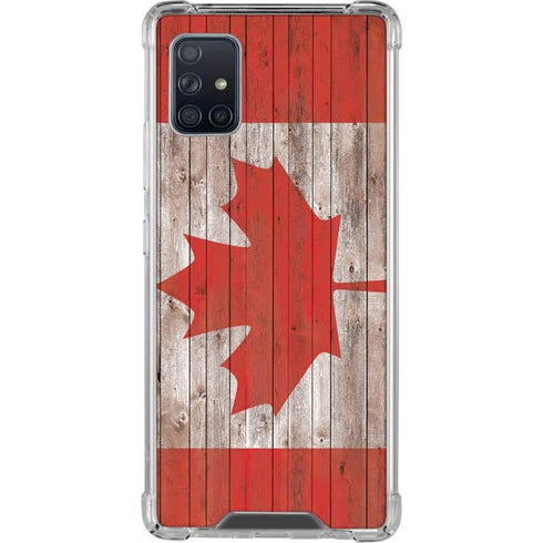 Canadian Flag Dark Wood Galaxy A51 5G Clear Case